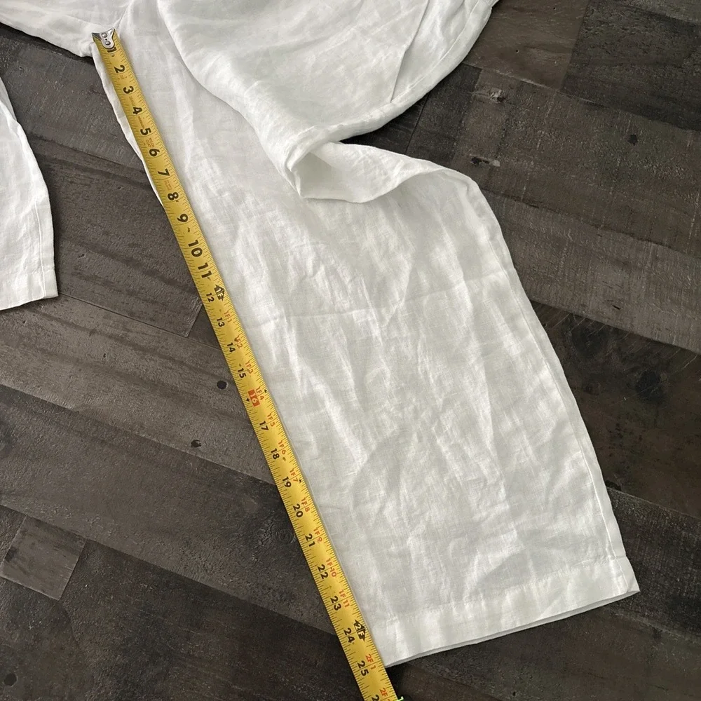 NEW Quince 100% European Linen Pants White L Elastic Waist Womens pull on
